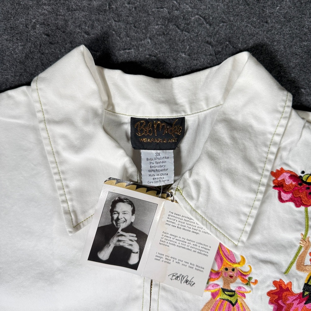Bob Mackie Wearable Art Parade of the Flowers Fairy Embroidered Zip Jacket 3X - Picture 7 of 13